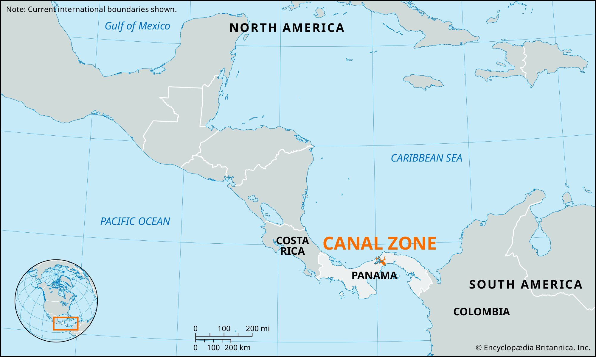 Canal Zone | Panama, Map, &amp;amp; History | Britannica intended for Map Of Usa And Panama Canal