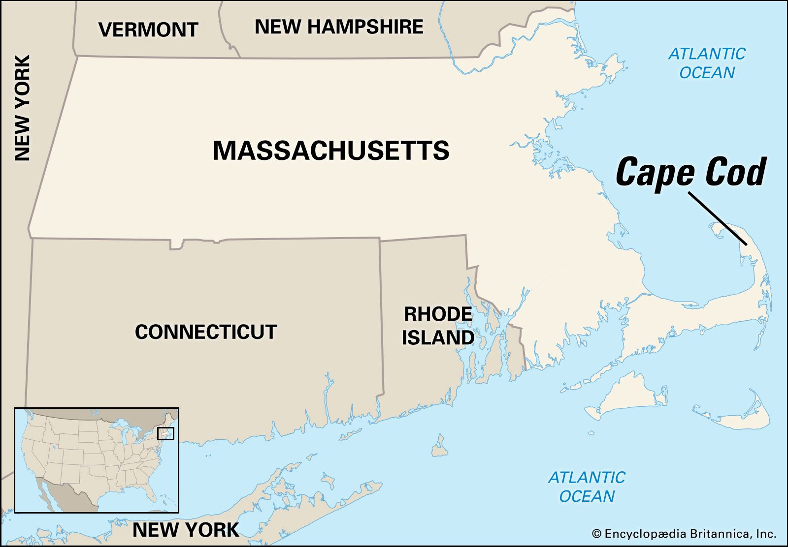 Cape Cod | History, Map, &amp;amp; Facts | Britannica pertaining to Cape Cod On Map Of Usa