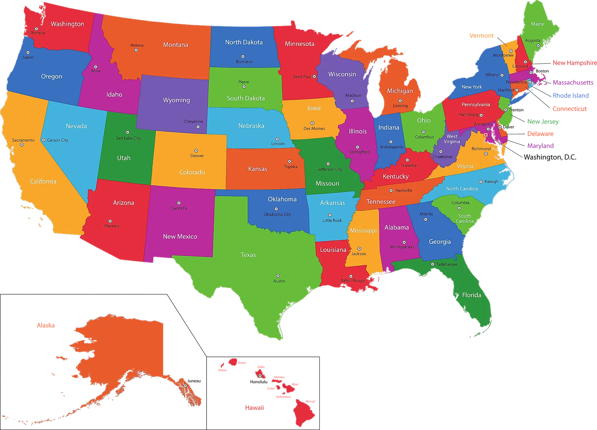 Capital Cities Of The United States - Worldatlas within Map Of Usa With State And Capitals