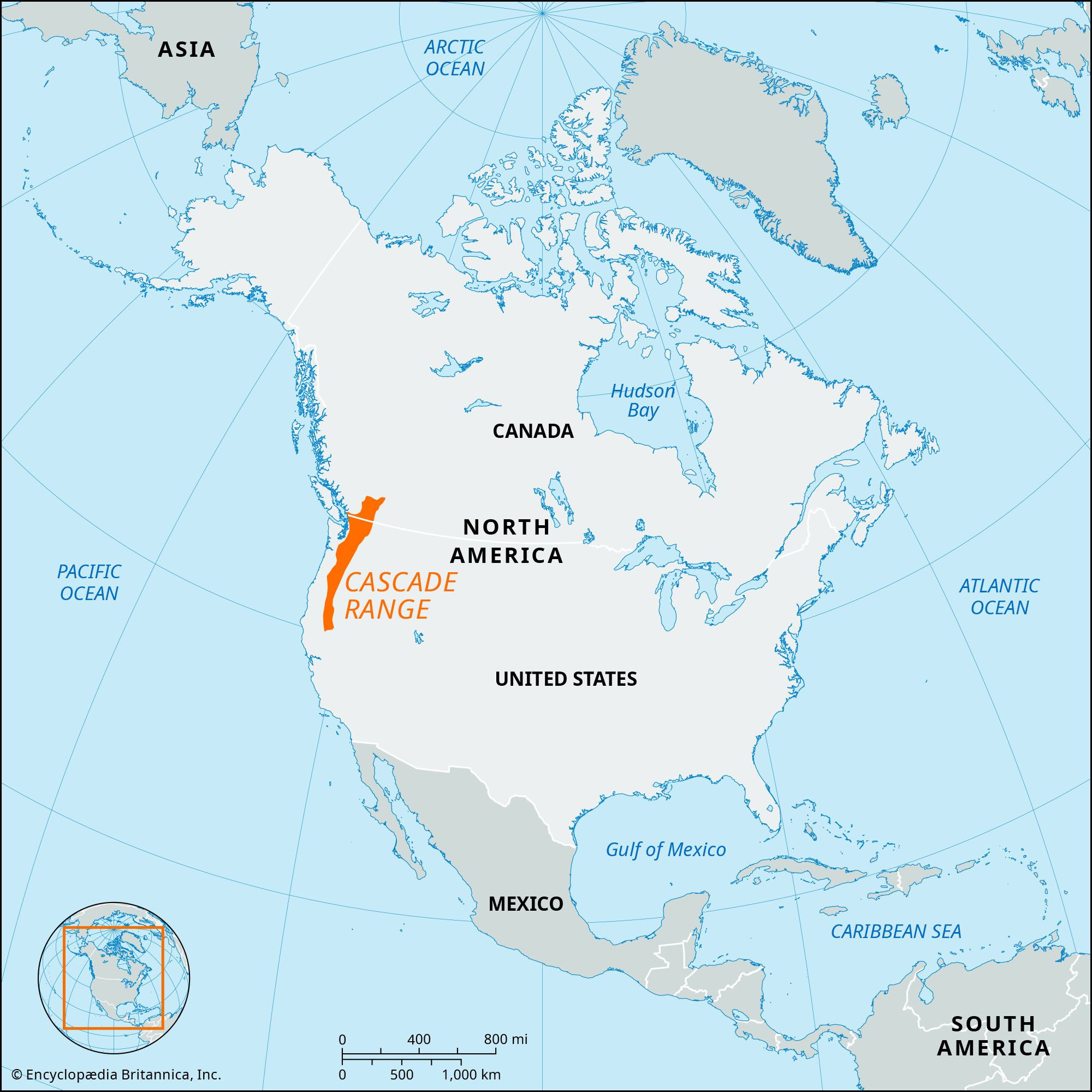 Cascade Range | Pacific Northwest, Volcanic, Wilderness | Britannica in Cascade Mountains On Map of USA