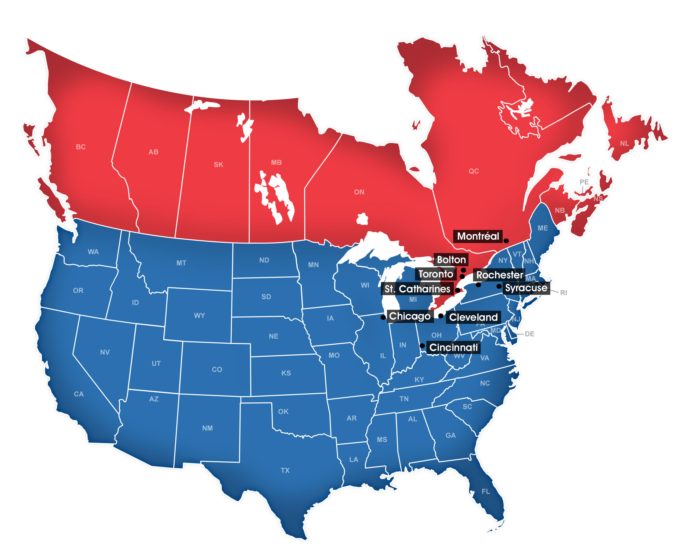 Cavalier – Transportation Carriers Canada | New York Freight with Map Of Usa And Toronto Canada