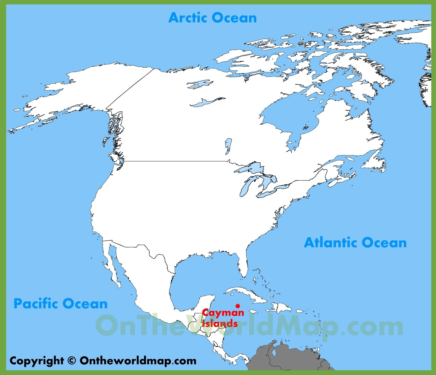 Cayman Islands Location On The North America Map - Ontheworldmap in Map of Cayman Islands and USA