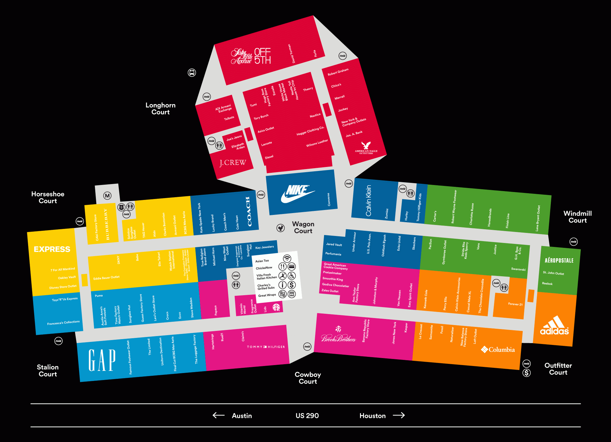 Center Map For Houston Premium Outlets® - A Shopping Center In with regard to Map Of Outlet Malls In Usa