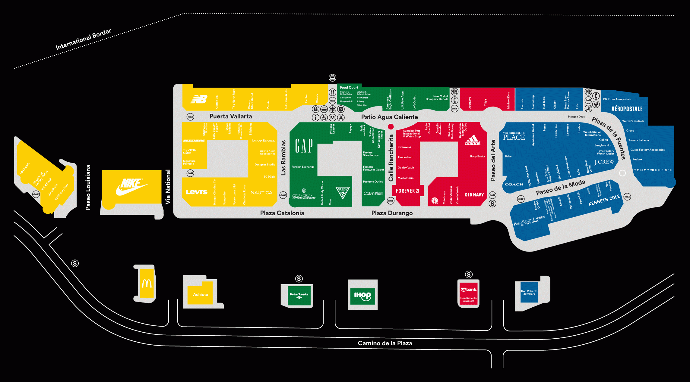 Center Map For Las Americas Premium Outlets® - A Shopping Center pertaining to Map Of Outlet Malls In Usa