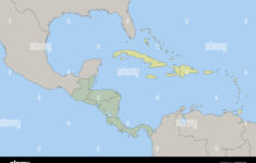 Central America And Caribbean Islands Map Classic Color throughout Map Of Usa And Caribbean Islands