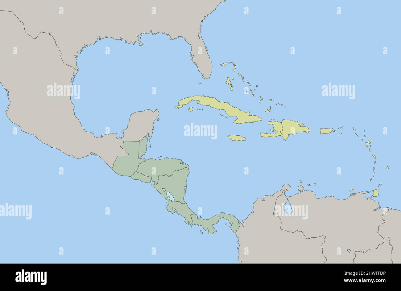 Central America And Caribbean Islands Map Classic Color throughout Map Of Usa And Caribbean Islands