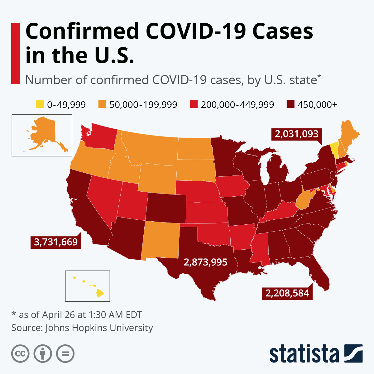 Chart: Confirmed Covid-19 Cases In The U.s. | Statista throughout Map Of Covid 19 Cases In Usa
