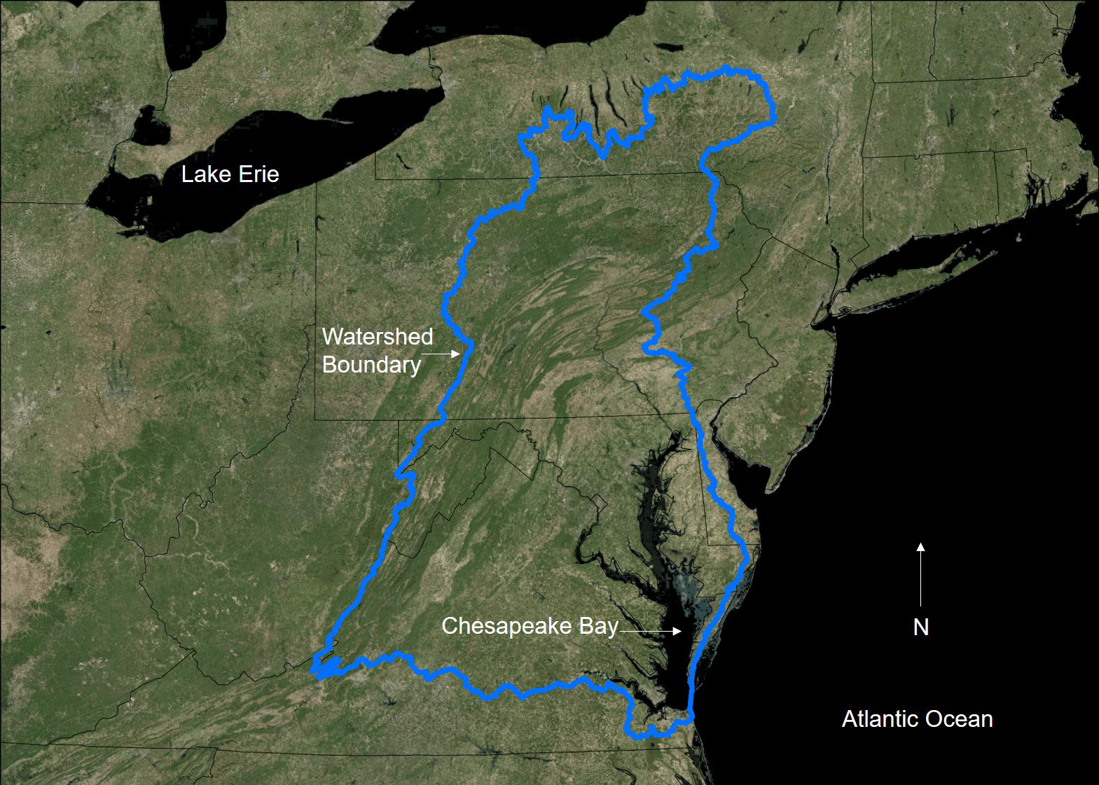 Chesapeake Bay Watershed Boundary, Usa | U.s. Geological Survey inside Chesapeake Bay On Map of USA