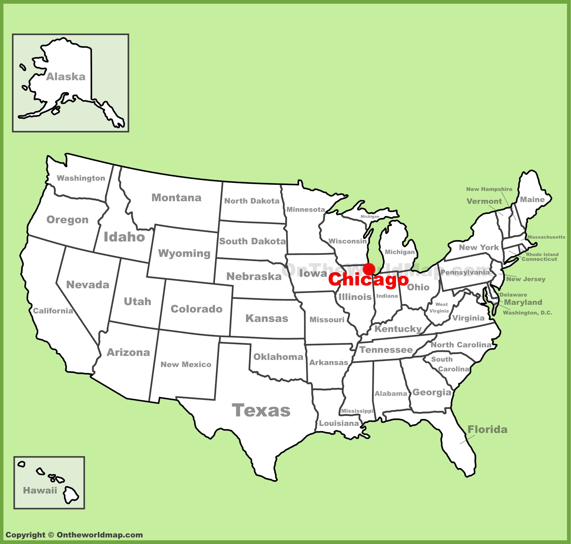 Chicago Location On The U.s. Map - Ontheworldmap for Where Is Chicago On the Map of USA
