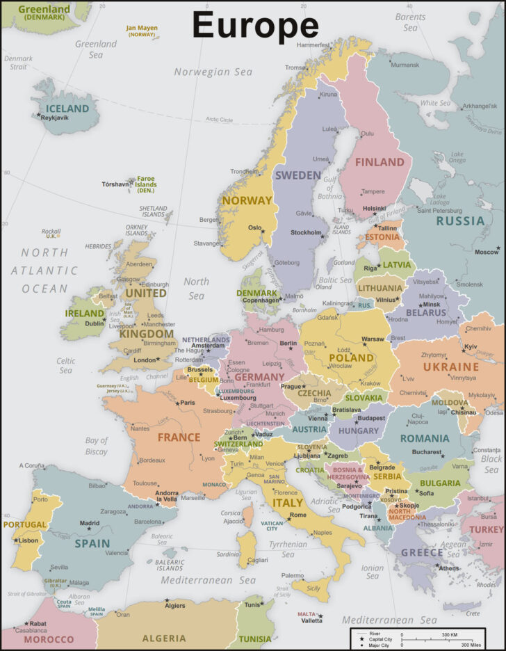 Map of USA and Western Europe Map of USA and Western Europe