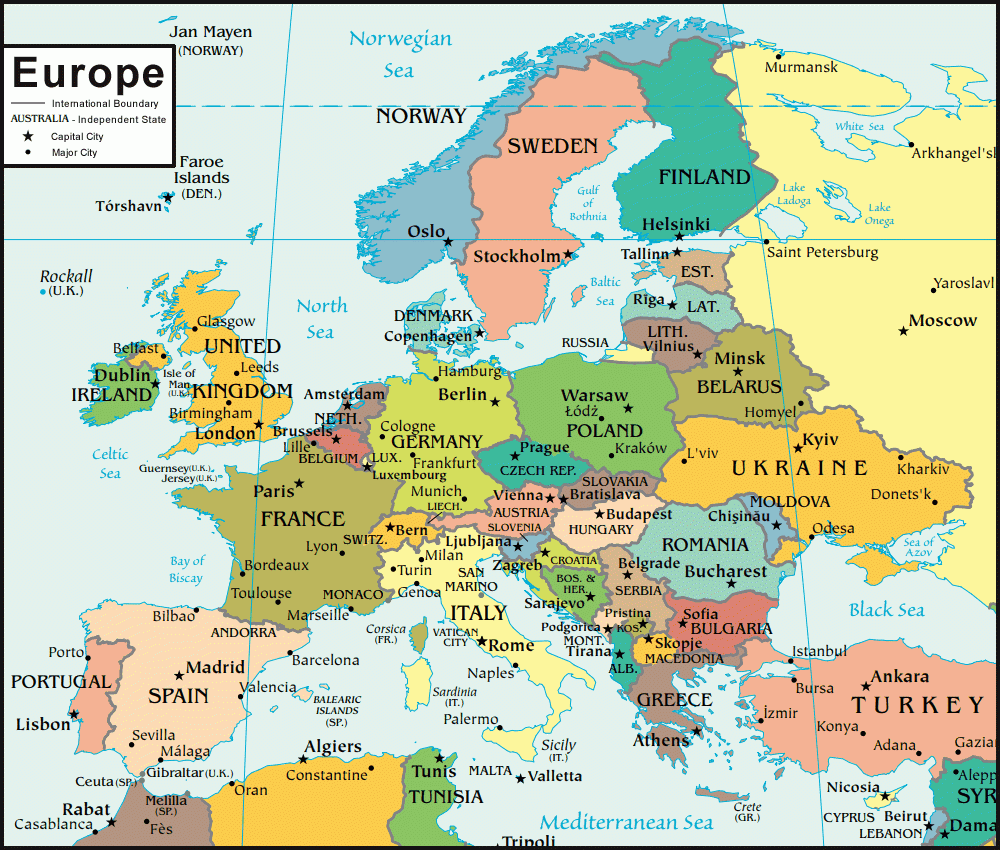 Cia Map Of Europe: Made For Useu.s. Government Officials throughout Map of USA and Europe Countries