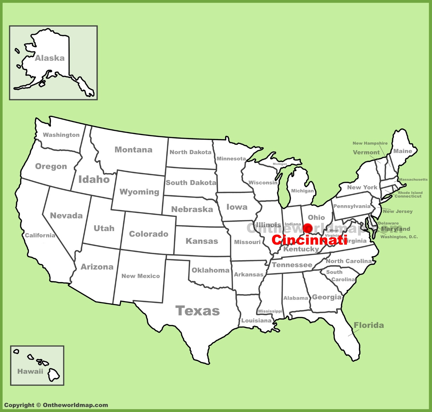 Cincinnati Location On The U.s. Map - Ontheworldmap regarding Cincinnati Ohio On Map of USA