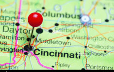 Cincinnati Pinned On A Map Of Ohio, Usa Stock Photo – Alamy for Cincinnati Ohio On Map of USA