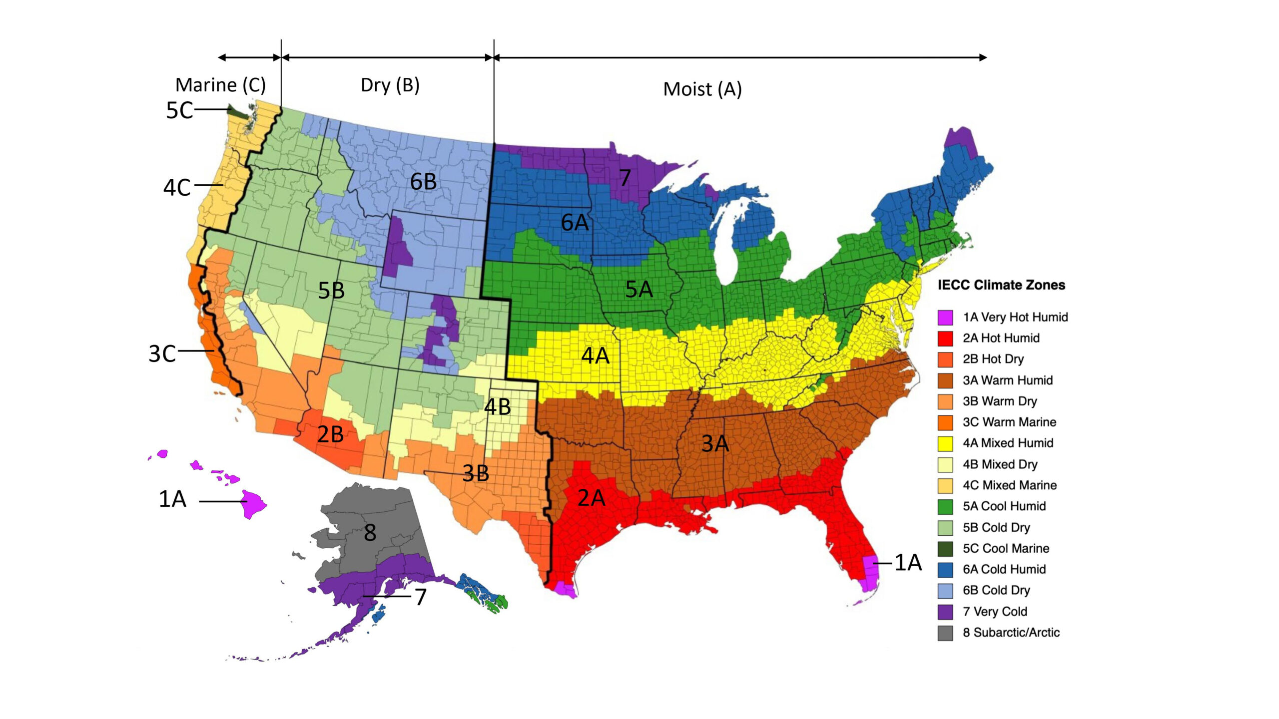 Climate Zone Map From Iecc 2021 | Building America Solution Center throughout Map Of Climate Zones In Usa