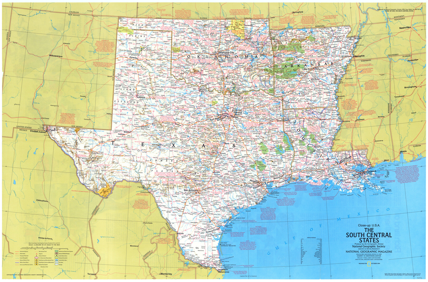 Close-Up: Usa - The South Central States | 96846, Close-Up: Usa for Road Map of South Central USA