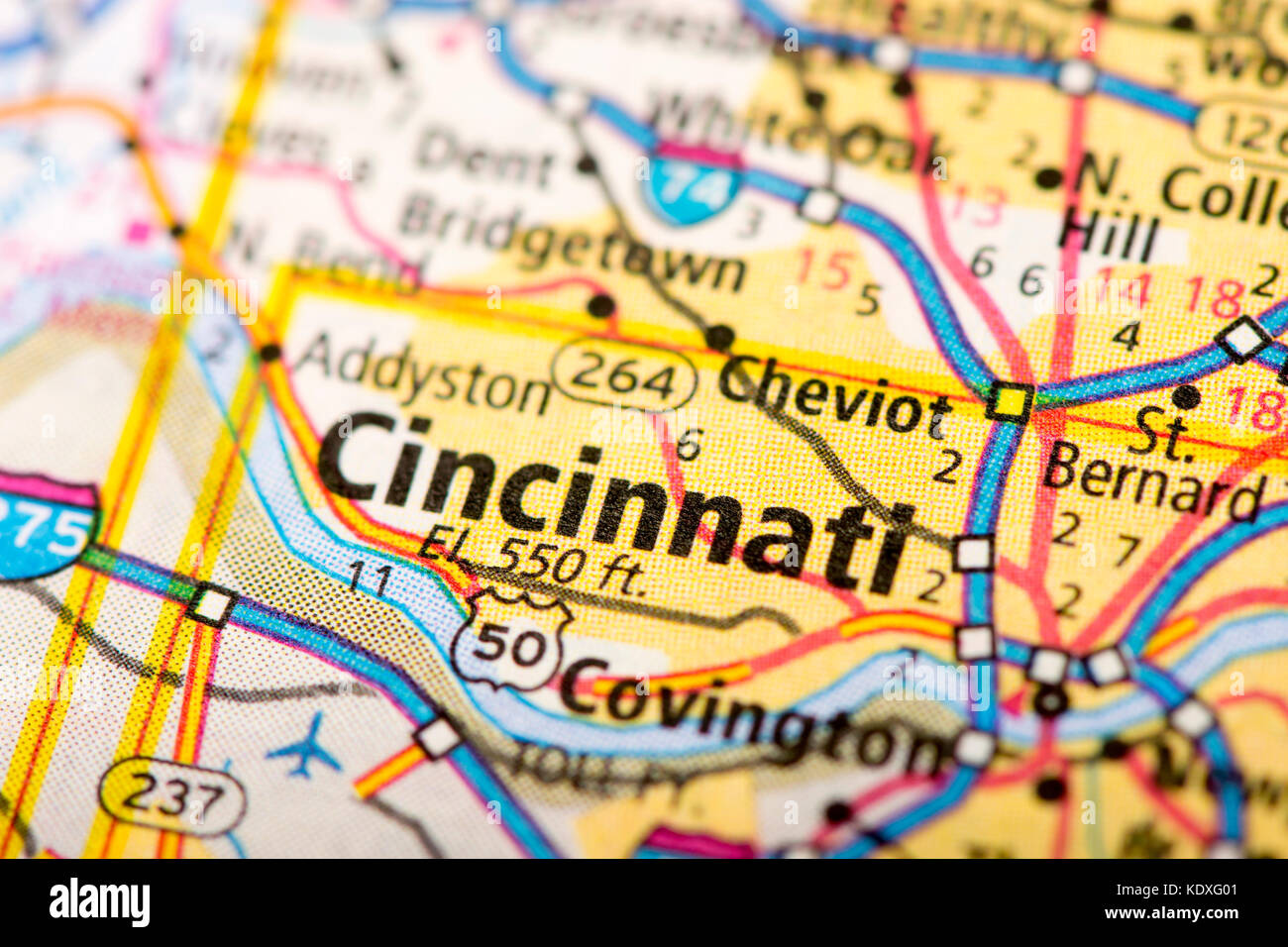 Closeup Of Cincinnati, Ohio On A Political Map Of The United for Cincinnati Ohio On Map of USA