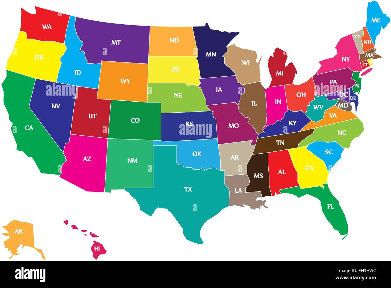 Color Usa Map With States And Borders Stock Vector Image &amp;amp; Art - Alamy with regard to Images of USA Map with States