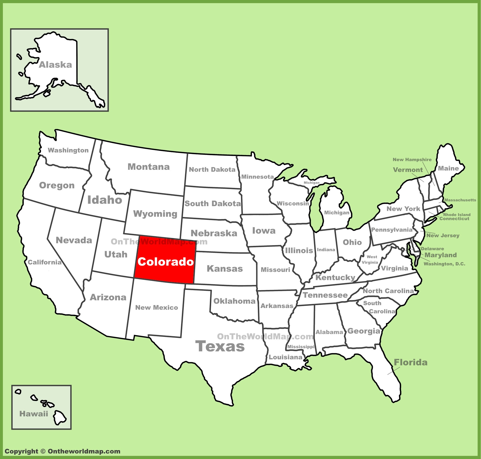 Colorado Location On The U.s. Map - Ontheworldmap intended for Colorado On A Map Of Usa