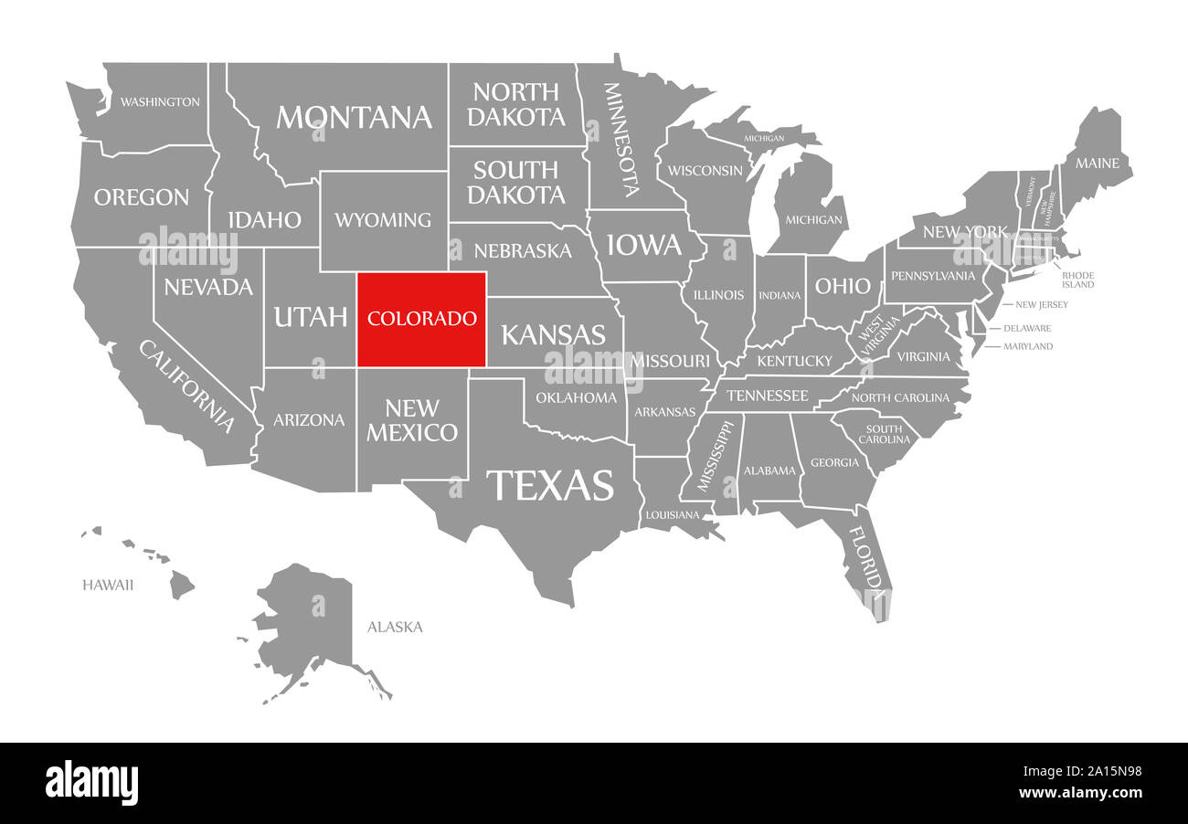 Colorado Red Highlighted In Map Of The United States Of America with regard to Map Of Usa With Colorado Highlighted