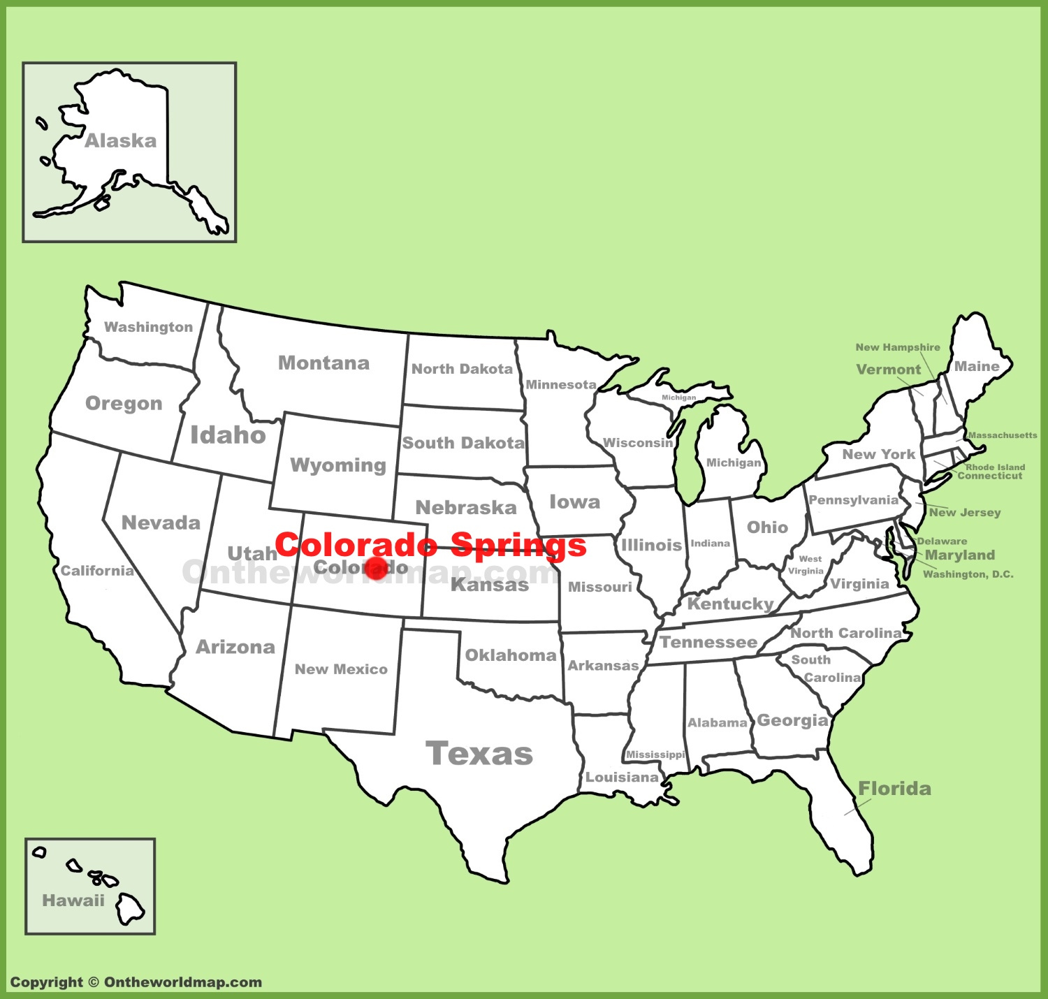 Colorado Springs Location On The U.s. Map - Ontheworldmap within Colorado Springs On Map Of Usa