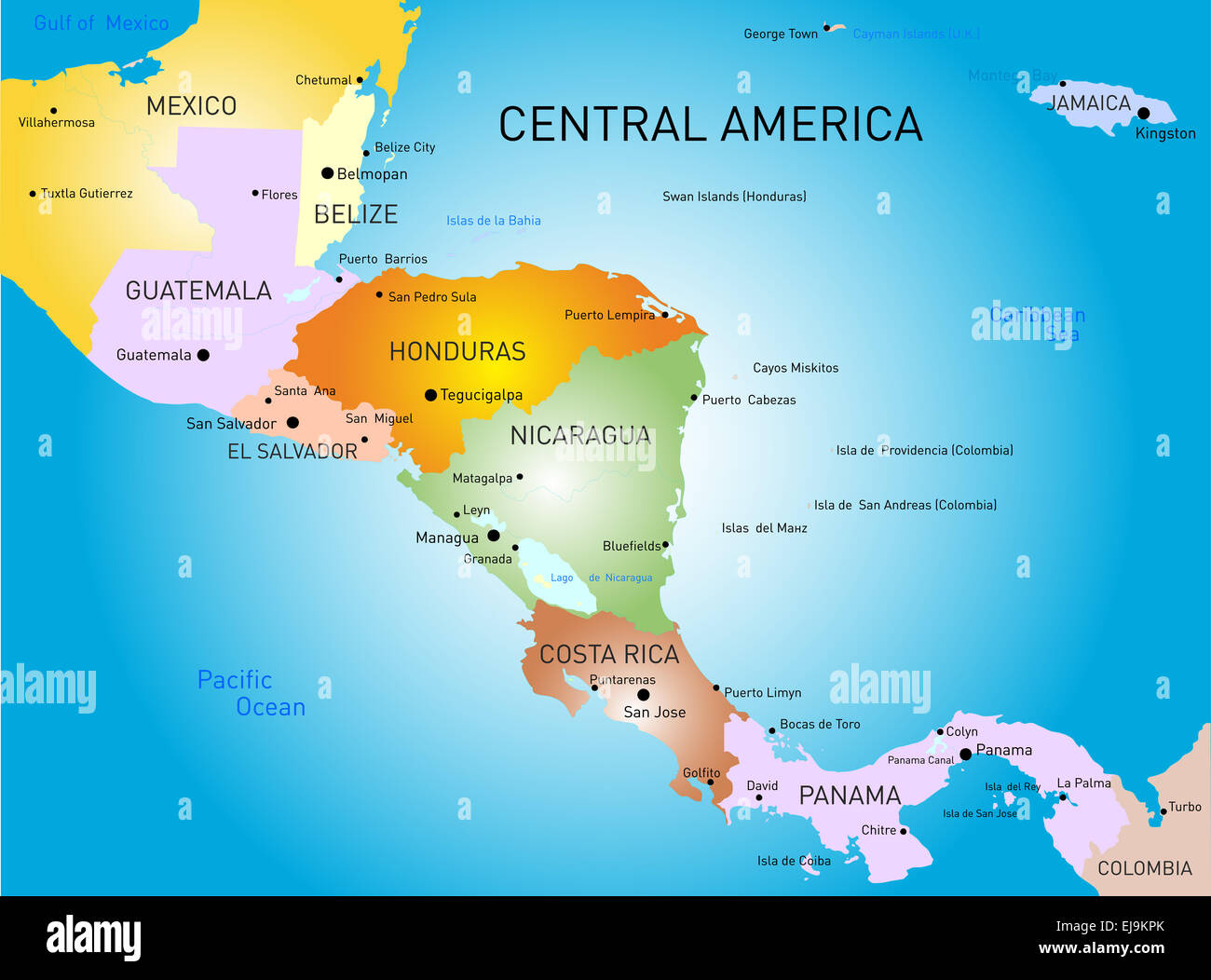 Colorful Central America Map Hi-Res Stock Photography And Images throughout Map Of Central America And Usa