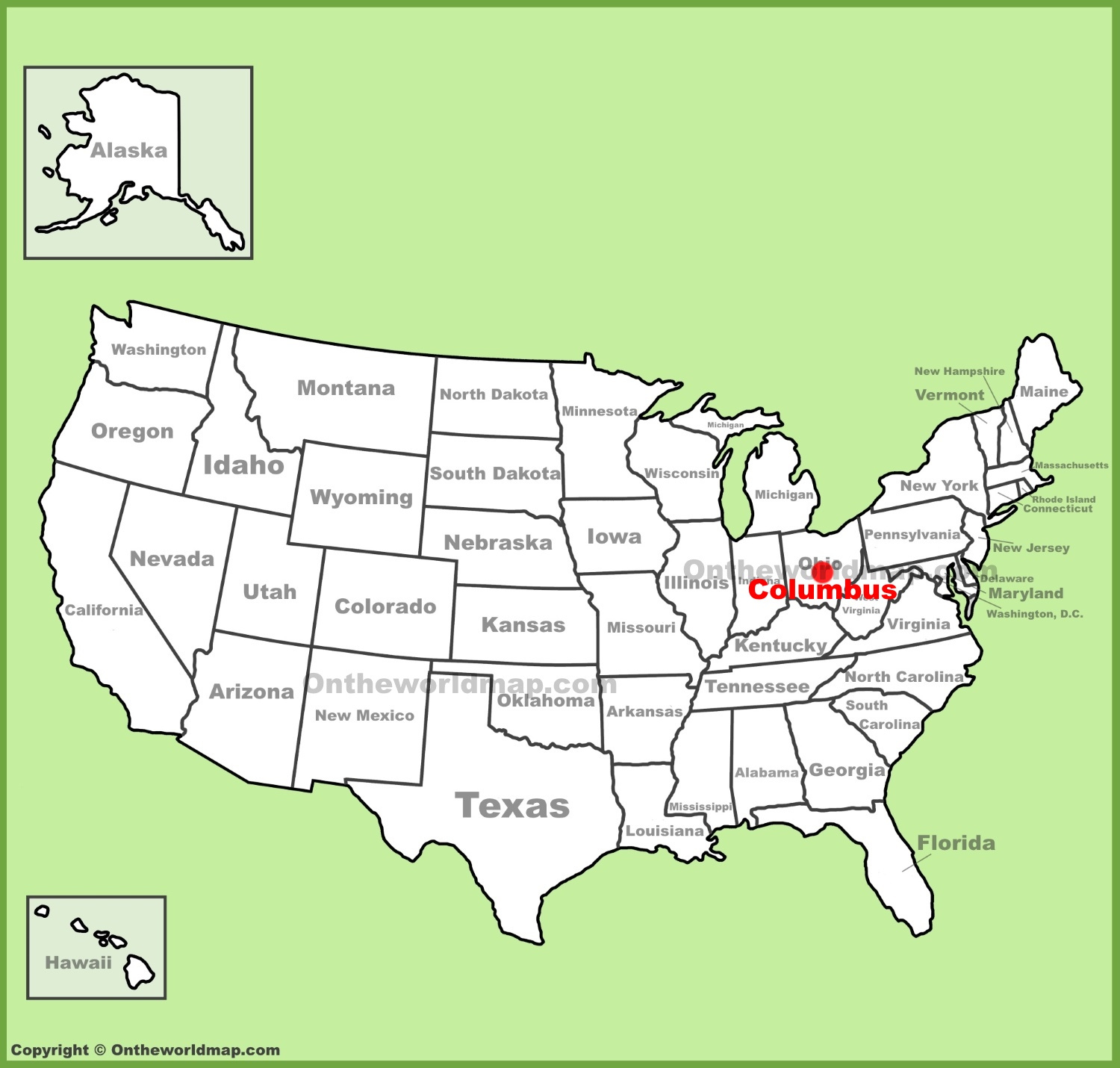 Columbus Location On The U.s. Map - Ontheworldmap pertaining to Columbus Ohio On Map of USA