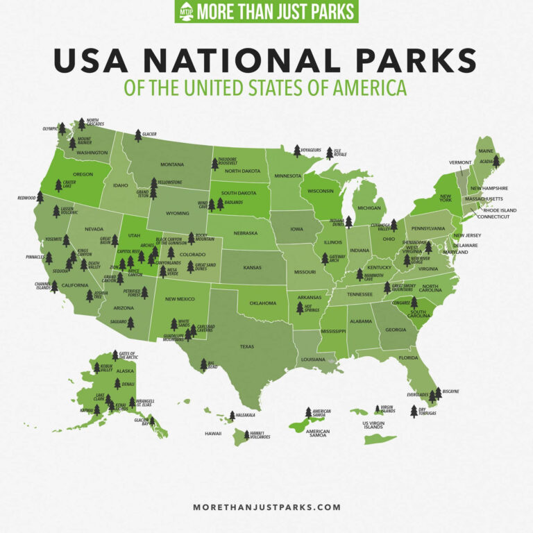 Map of Best National Parks In USA