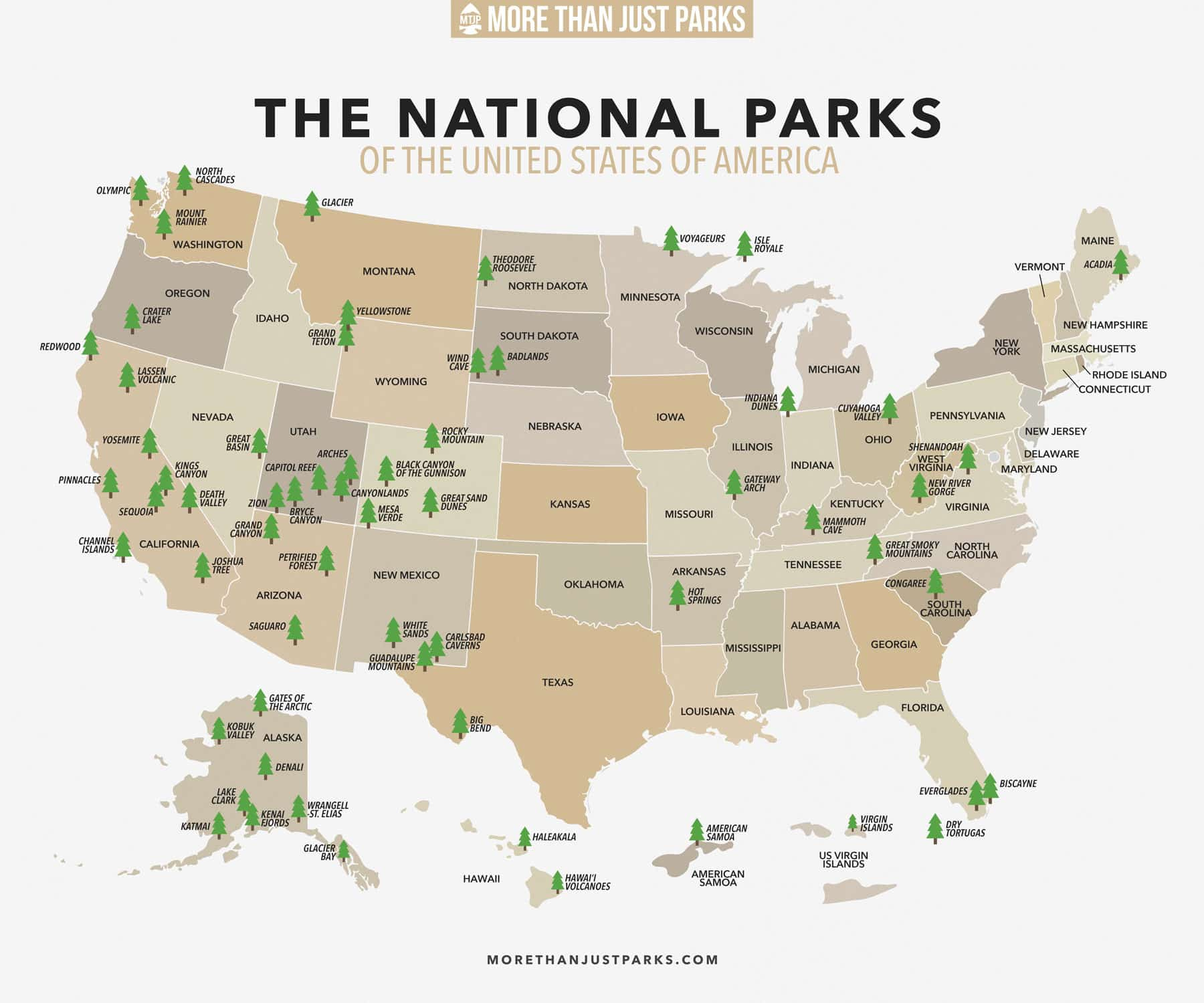 Complete National Parks List 2024 (+ Printable Map) pertaining to Map of USA National Parks and Monuments
