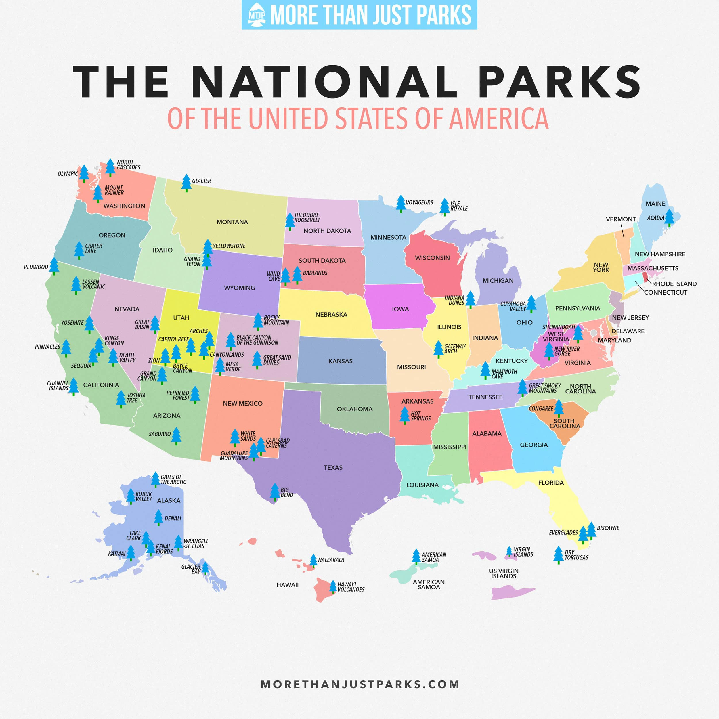 Complete National Parks List 2024 (+ Printable Map) regarding Map Of National And State Parks In Usa