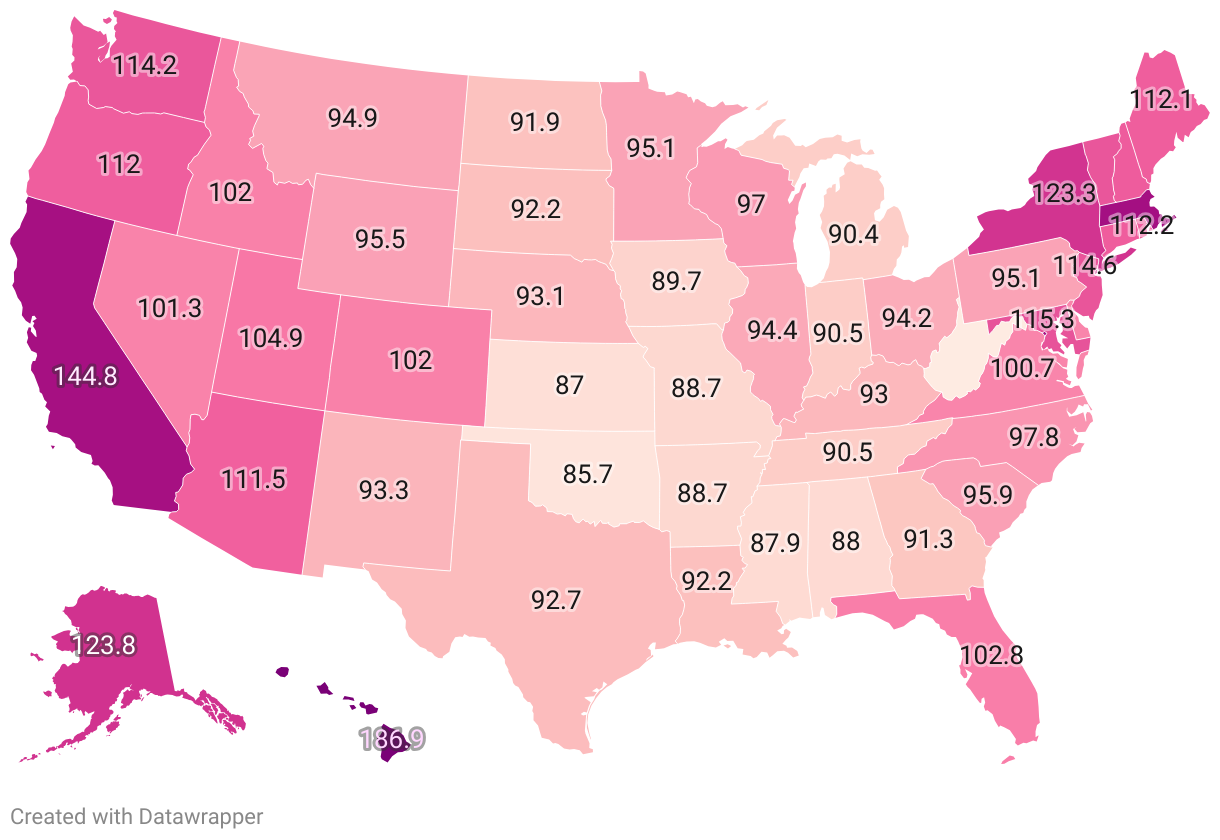 Cost Of Livingstate 2025 throughout Cost Of Living Map Usa 2025