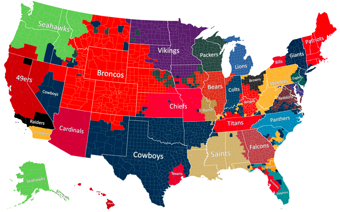 County Nfl States Map Us Map Of Nfl Teams 2025 throughout Map of USA with Nfl Teams