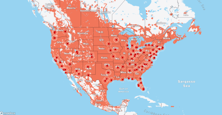Map of Cell Towers In USA