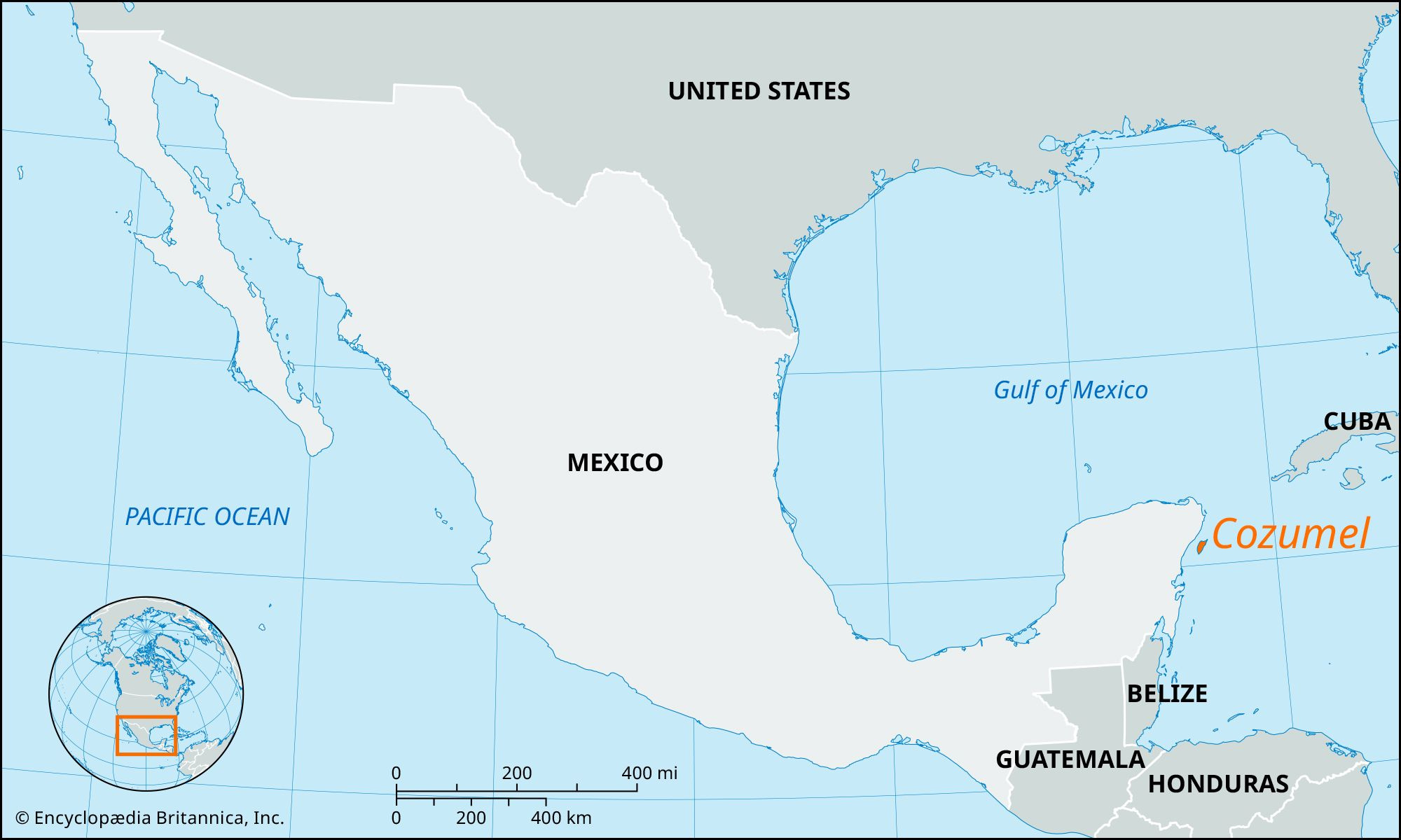 Cozumel | Mexico, Map, &amp;amp; Facts | Britannica in Map Of Usa And Cozumel Mexico
