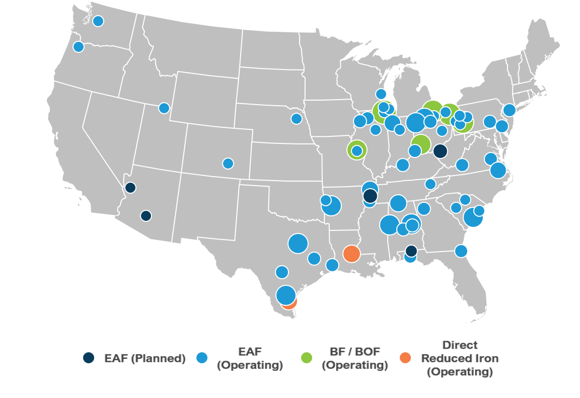 Current State Of The U.s. Steel Market | Stout in Map of Steel Mills In USA