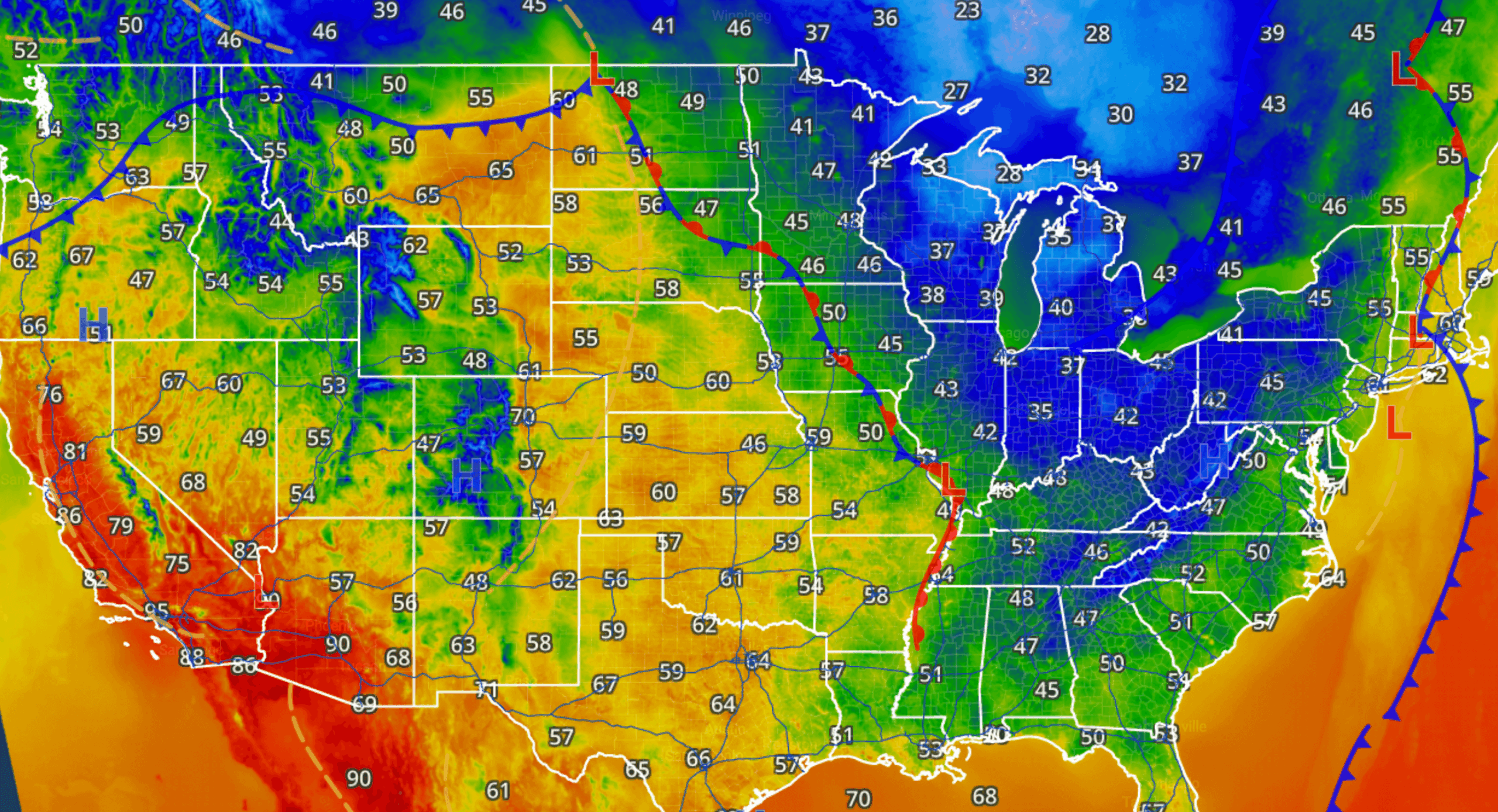 Current Temperatures – Iweathernet in Weather Map of USA Right Now