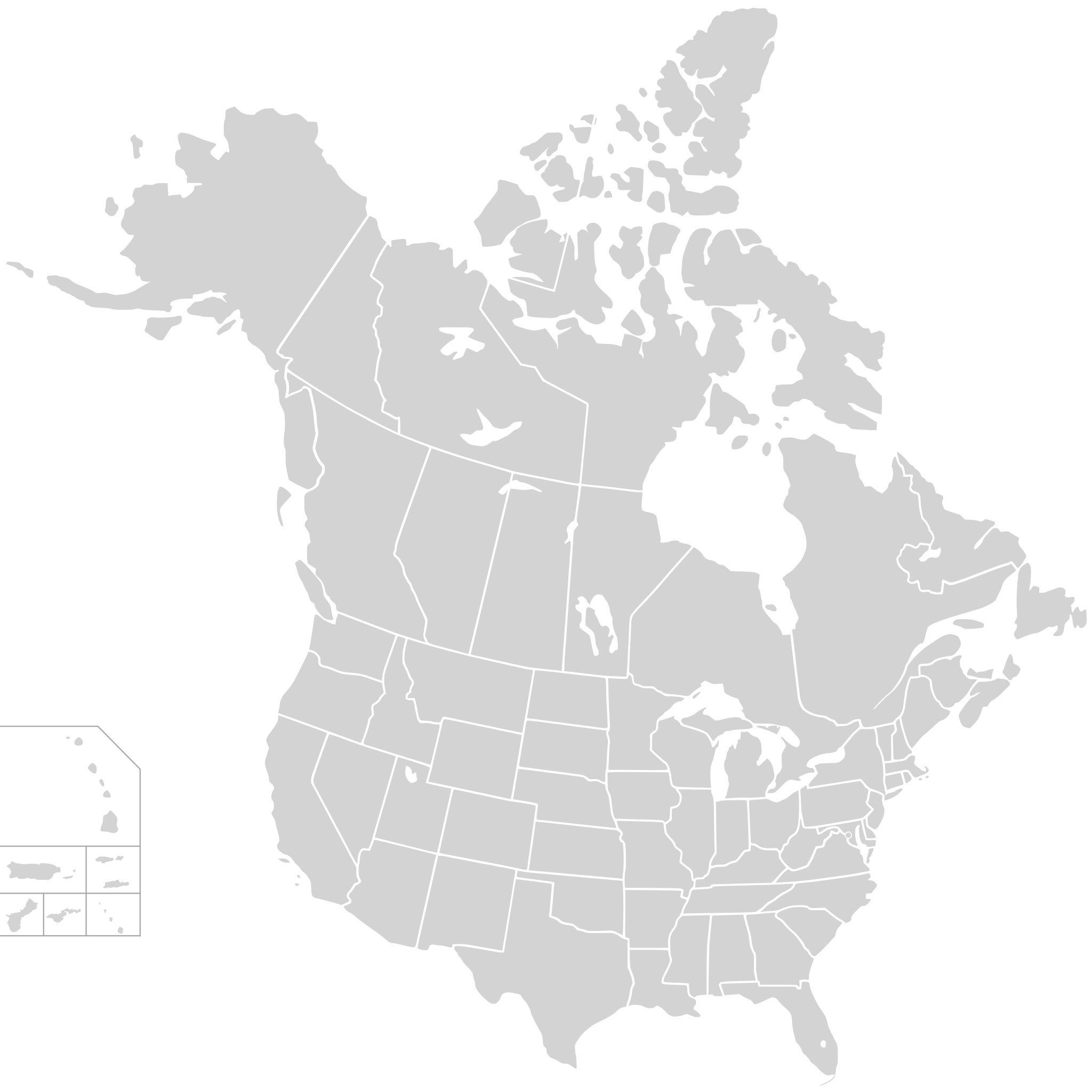 Datei:blankmap-Usa-States-Canada-Provinces, Hi Closer.svg – Wikipedia with regard to Map Of Usa And Canada Black And White