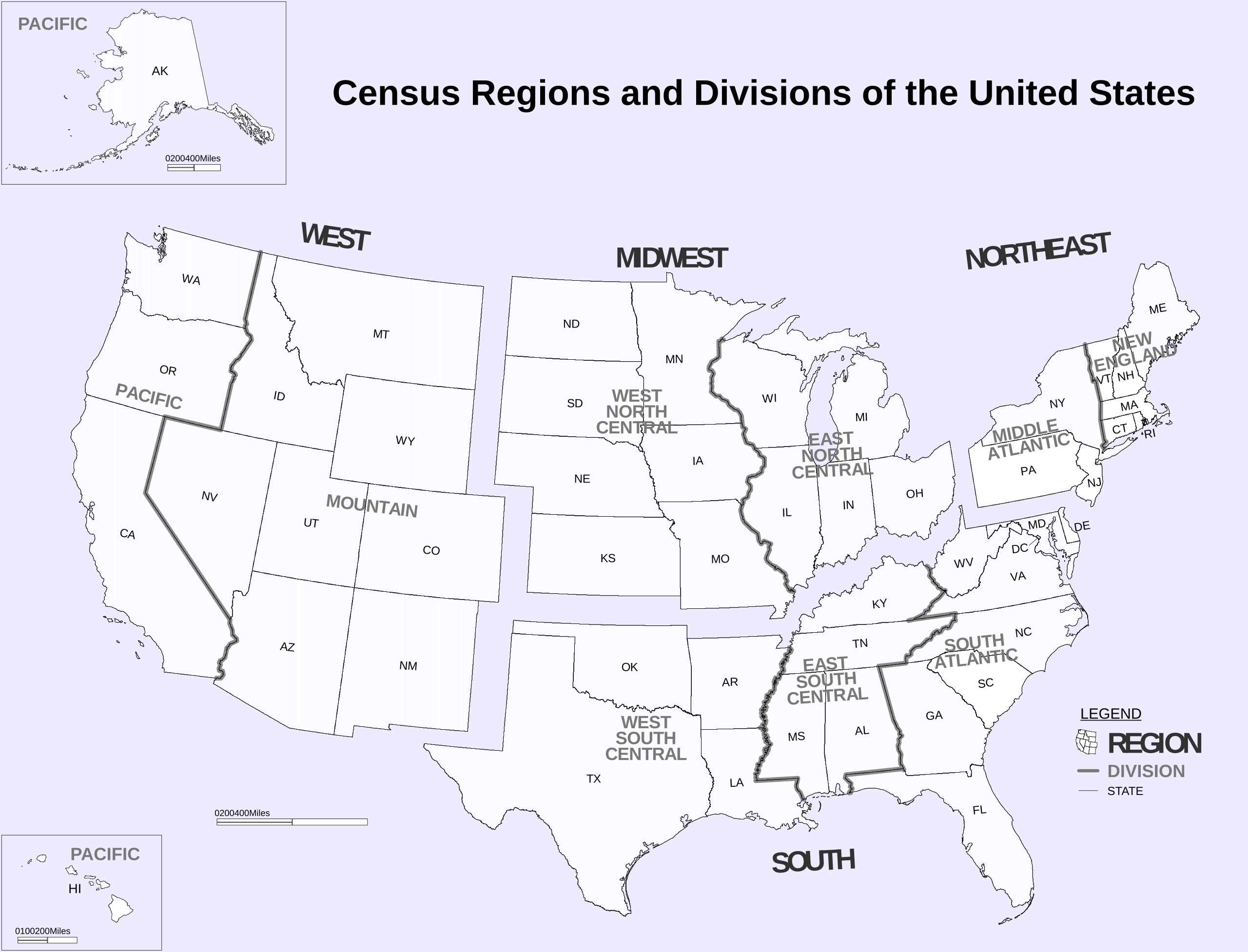 Datei:census Regions And Division Of The United States.svg – Wikipedia in Map Of Usa With Regions And States