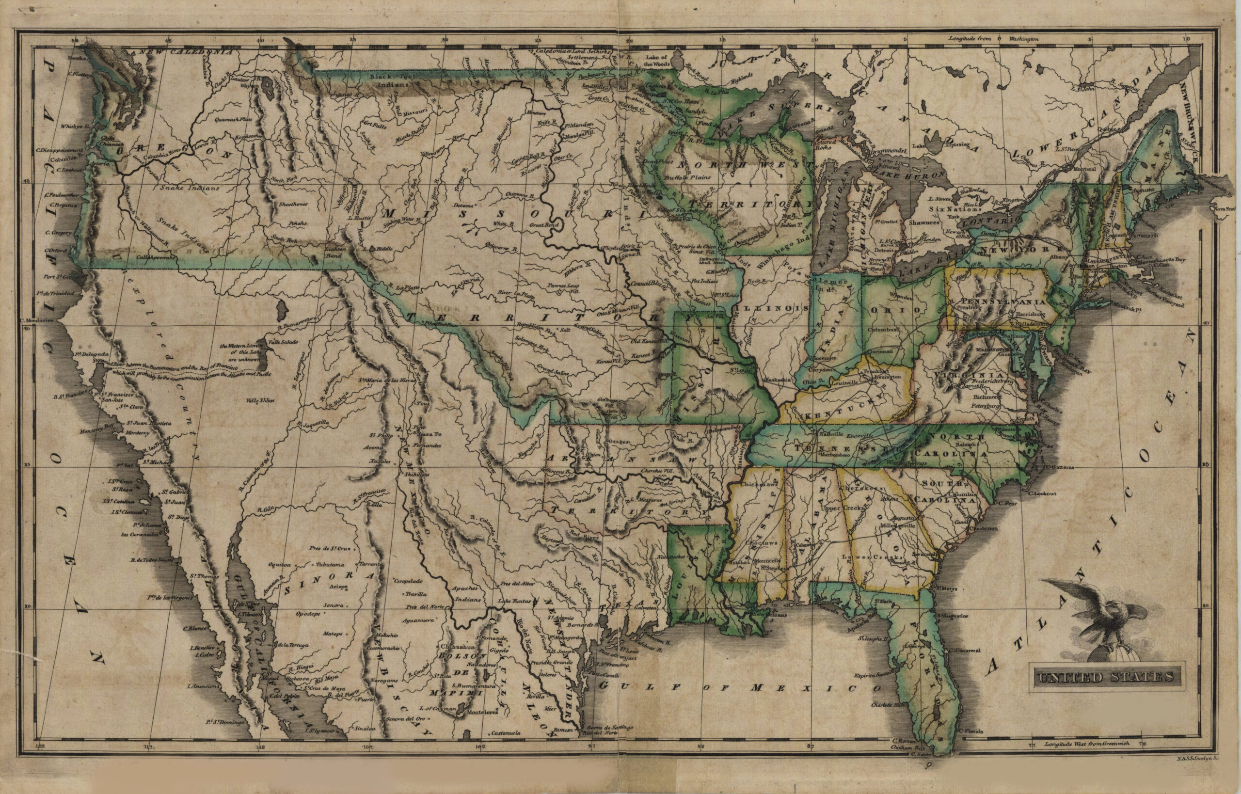 Datei:map Of The United States 1823 – Wikipedia with regard to Map of USA In 30 Years
