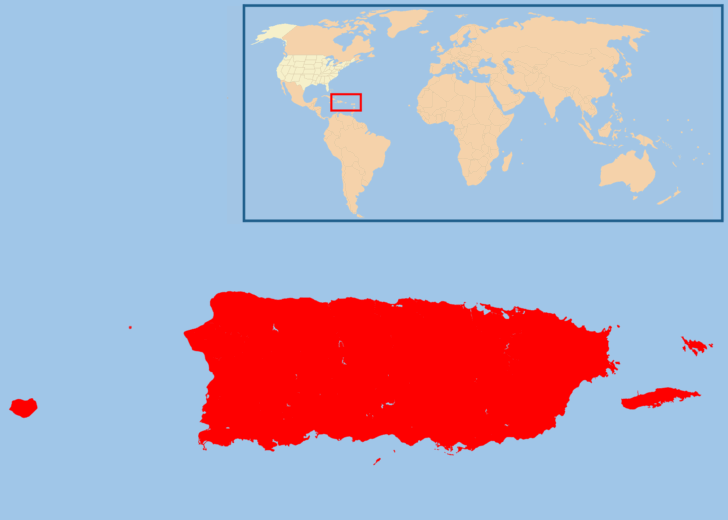 Map of Puerto Rico In Relation To USA