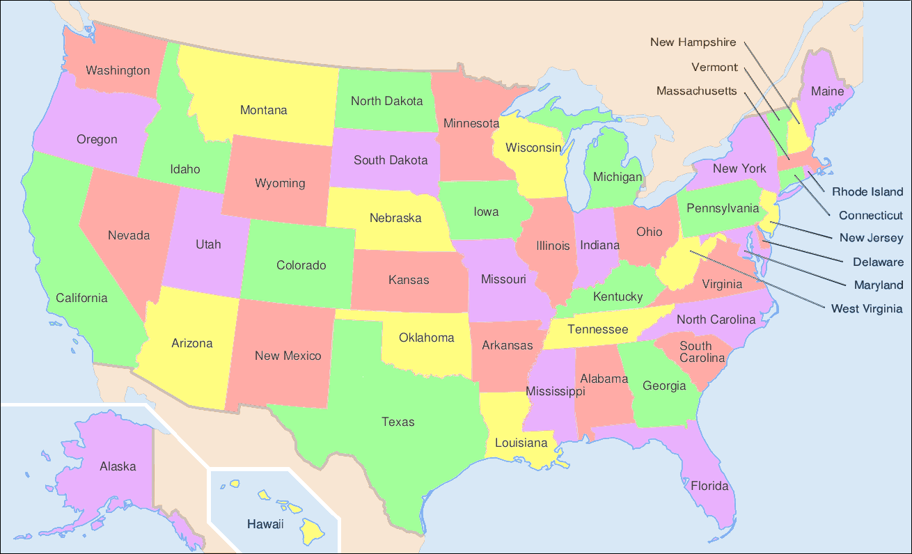 Datei:map Of Usa Showing State Names – Wikipedia intended for A Map of the USA with State Names