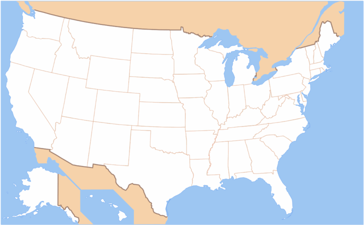 Map of the States of the USA