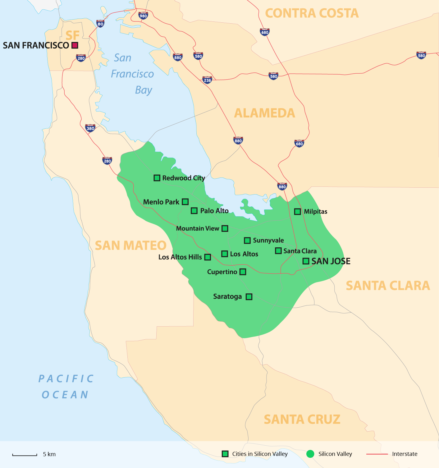 Datei:map Silicon Valley Cities – Wikipedia inside Silicon Valley On Map of USA