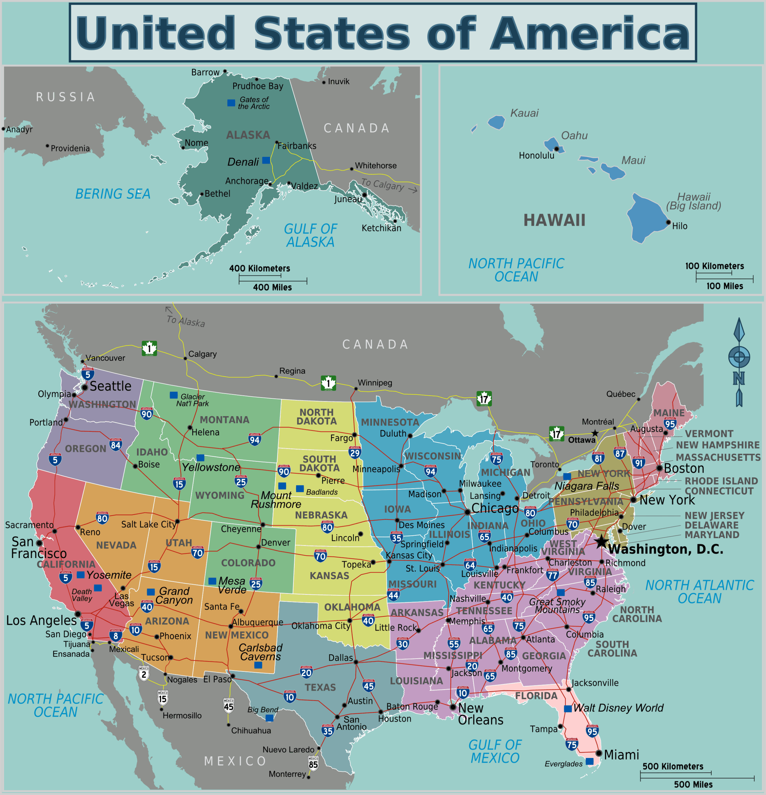 Datei:map-Usa-Regions02 – Reiseführer Auf Wikivoyage within Map of the Regions of the USA