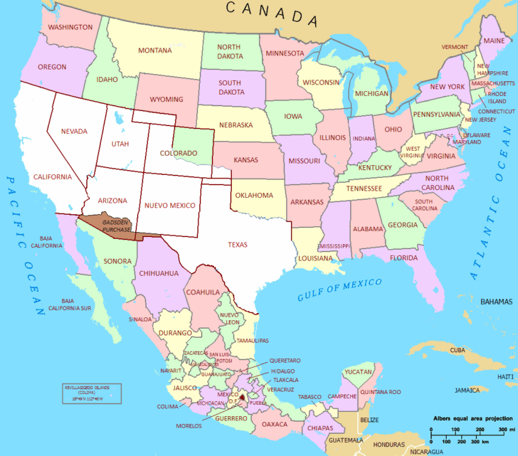 Map of USA States and Mexico Map of USA States and Mexico