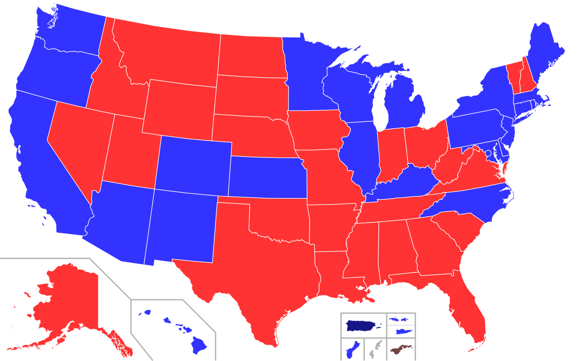 Datei:united States Governors Map.svg – Wikipedia pertaining to Red and Blue Political Map of USA