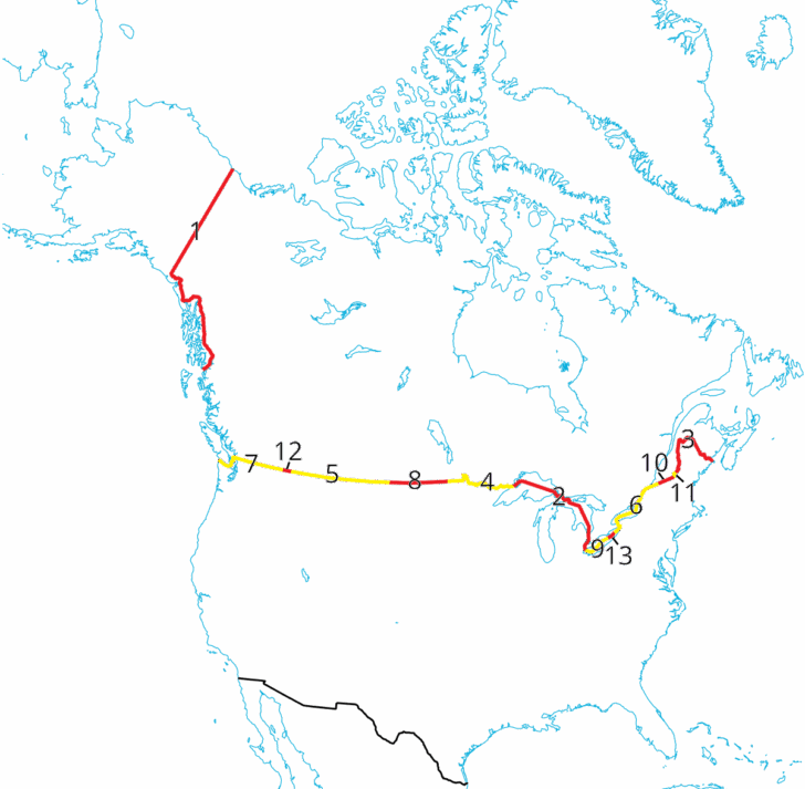 Border of Canada and USA Map