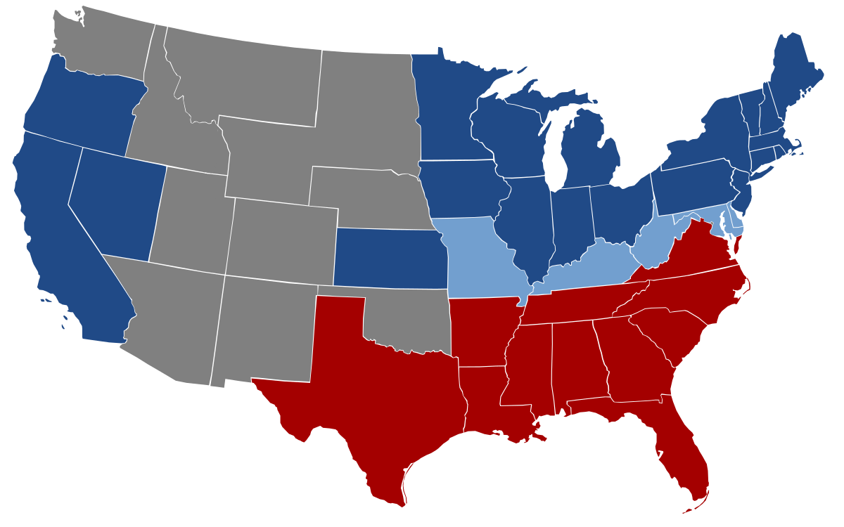 Datei:us Map 1864 Civil War Divisions.svg – Wikipedia intended for Map of USA During Civil War