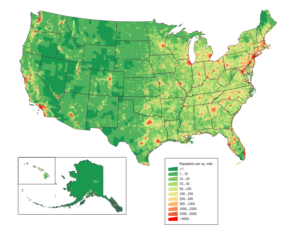 Datei:us Population Map – Wikipedia inside Map Of Usa By Population Density