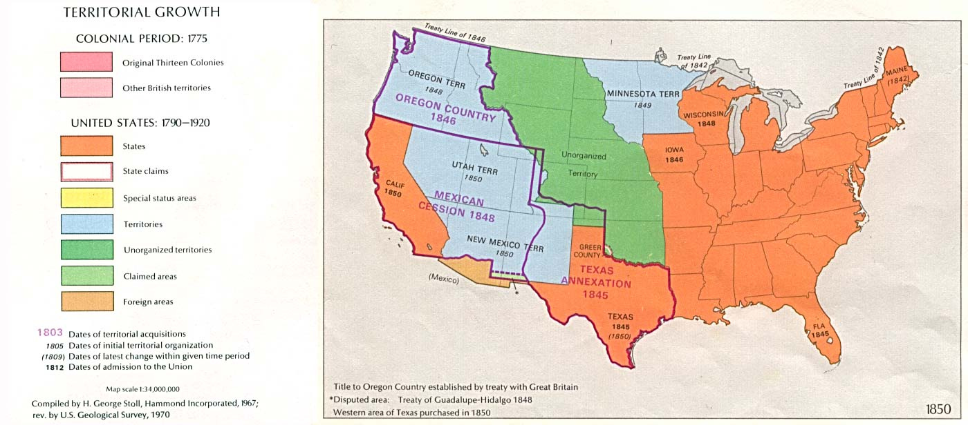 Datei:usa Territorial Growth 1850 – Wikipedia in Map Of The Usa In 1850