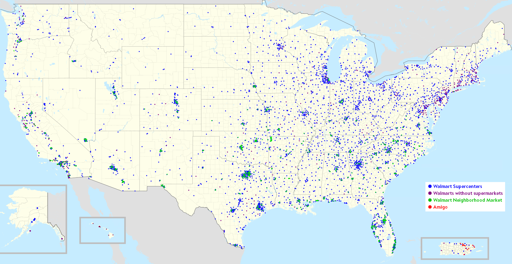 Datei:walmart Footprint – Wikipedia throughout Map of All Walmarts In USA